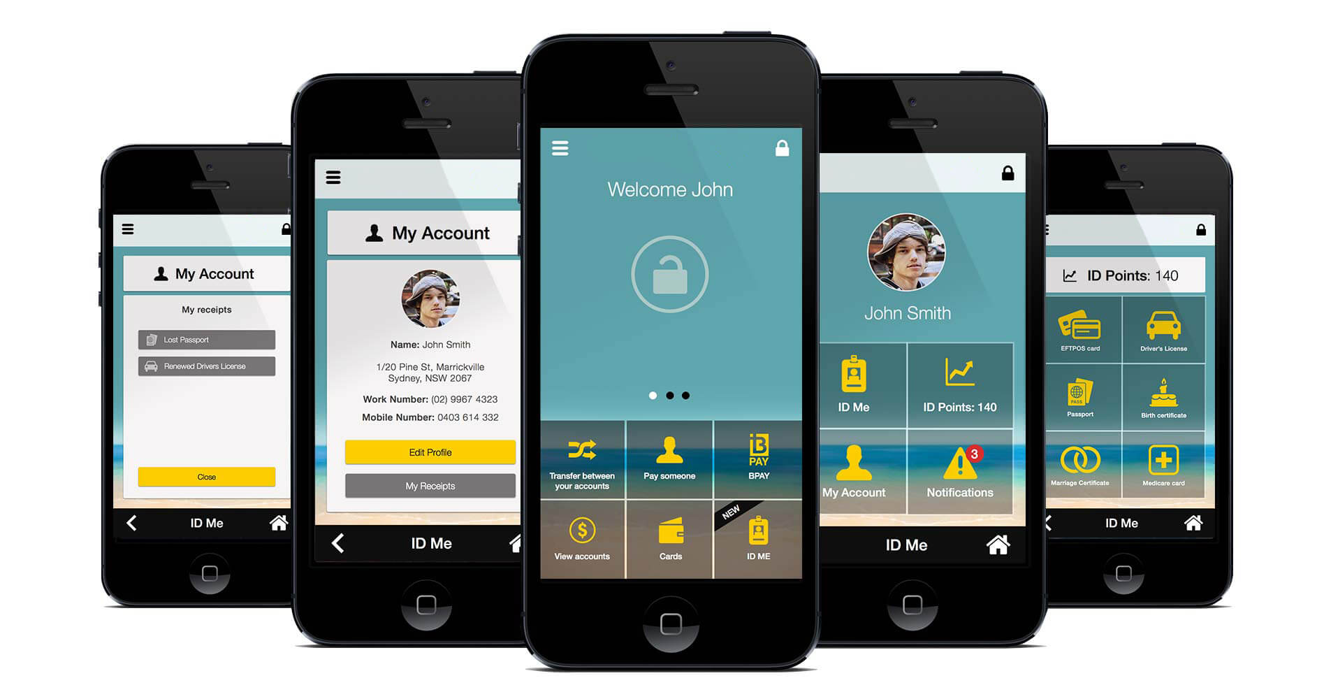 designed screens of mobile identification app one
